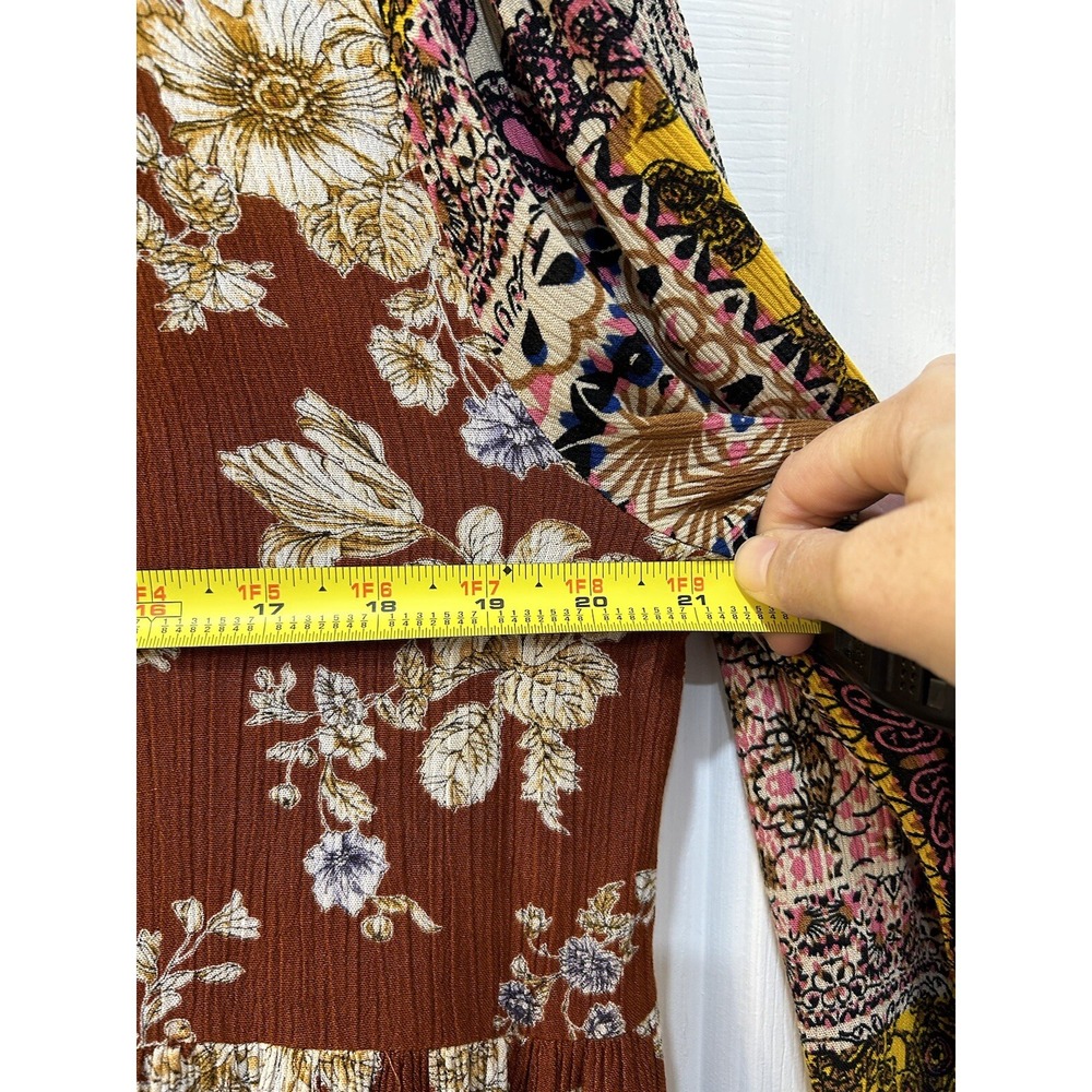 Womens Eccentric Bohemian Tunic Dress Size M Gauzy Hippie Crochet Lace Patchwork - Picture 5 of 7